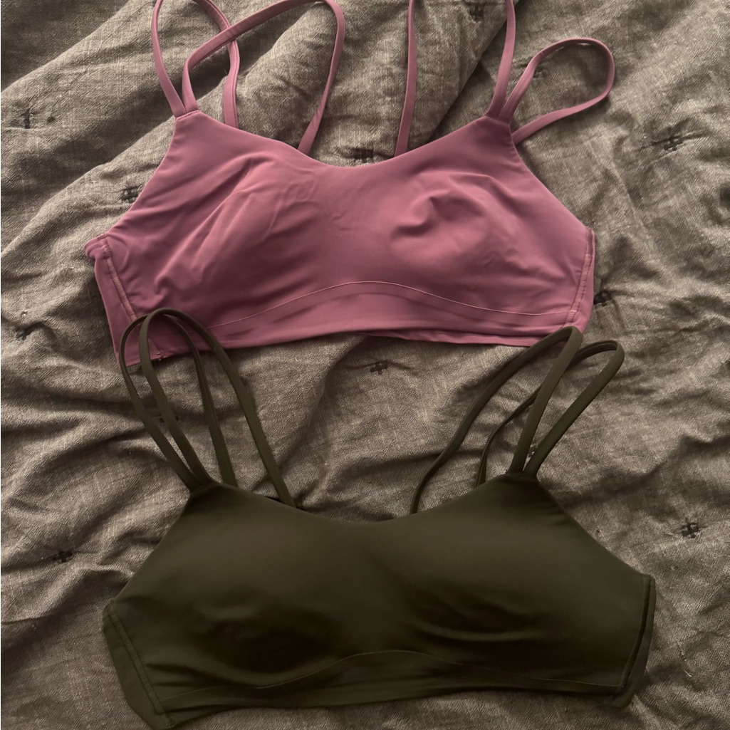 Lululemon Athletica Pink And Green Sports Bras